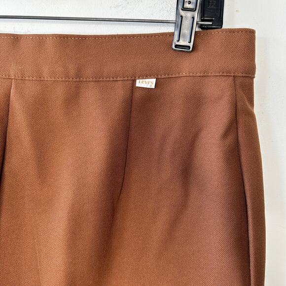 LEVIS Vintage 70s Brown Pants Womens 18 Khaki Trousers Retro Academia Twee Chic - Picture 8 of 10